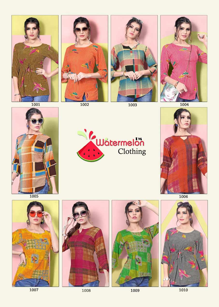 Watermelon Diamond Party-2 Rayon Print Tops Watermelon Diamond Party-2 Rayon Print Tops